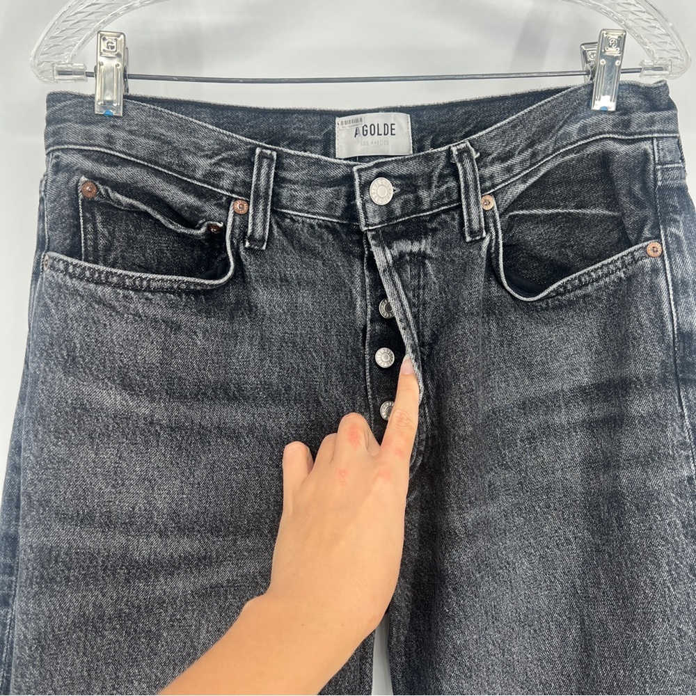 AGOLDE Kelly Black Straight Leg High Waist Classic Designer Denim Jeans 29 - Picture 3 of 10
